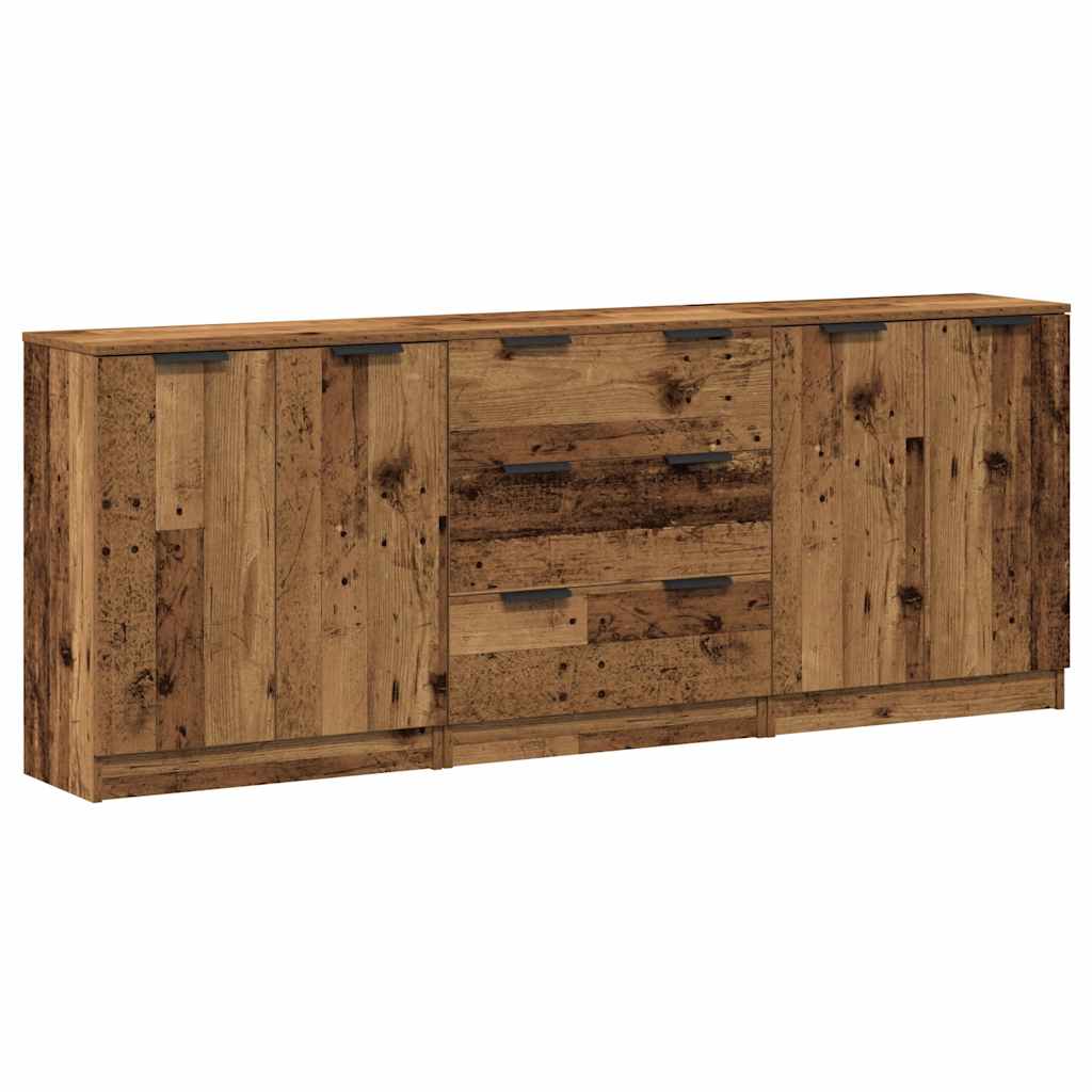 3-tlg. Sideboards Weiß Holzwerkstoff