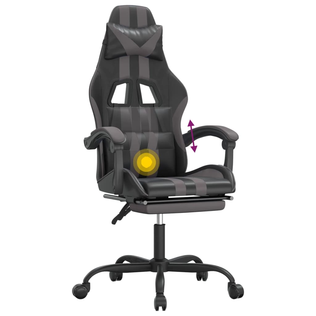Gaming-Stuhl Drehbar Schwarz und Blau Kunstleder