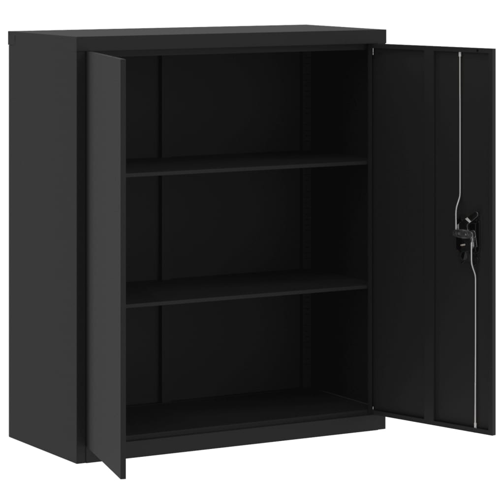Aktenschrank mit 2 Türen Grau 90 cm Stahl