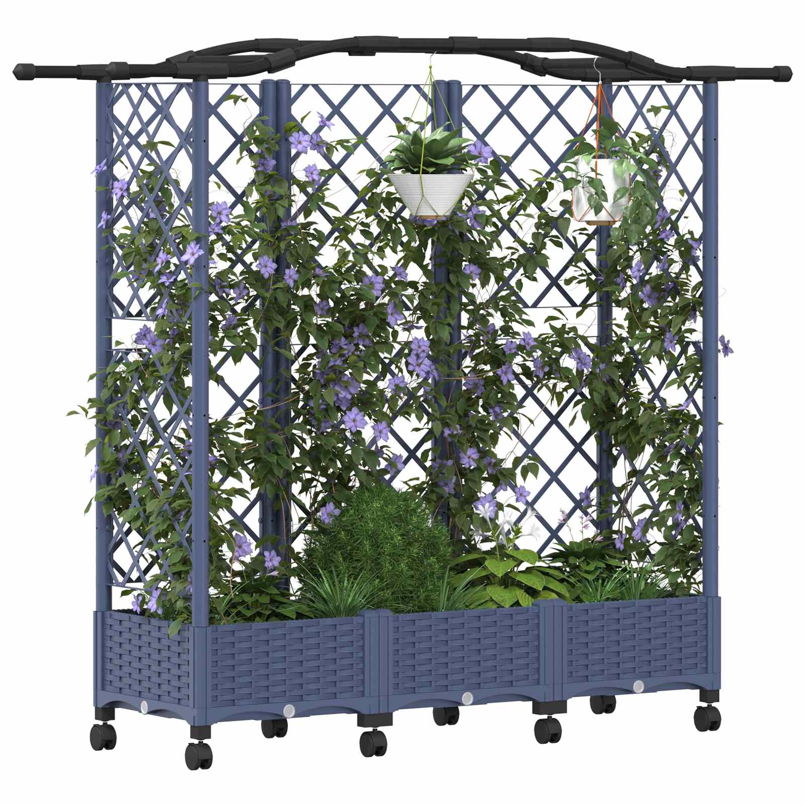 Hochbeet mit Rankgitter und Dach Braun 124 x 40 x 123 cm PP
