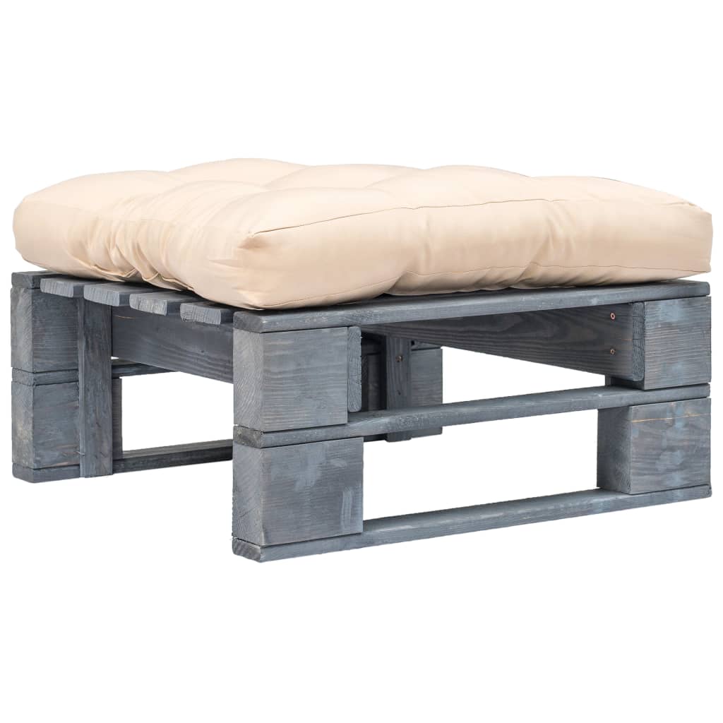 Garten-Palettenhocker mit Kissen Holz Natur