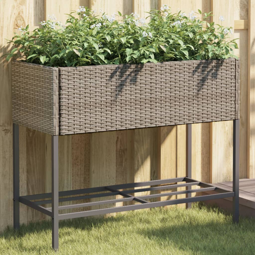 Hochbeete mit Ablage 2 Stk. Schwarz 70x28x70 cm Poly Rattan