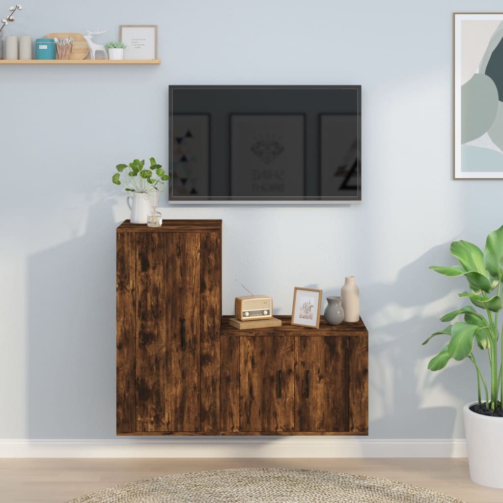 2-tlg. TV-Schrank-Set Weiß Holzwerkstoff