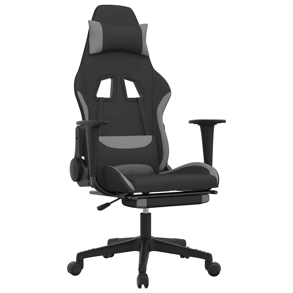 Gaming-Stuhl mit Massagefunktion Schwarz und Creme Stoff