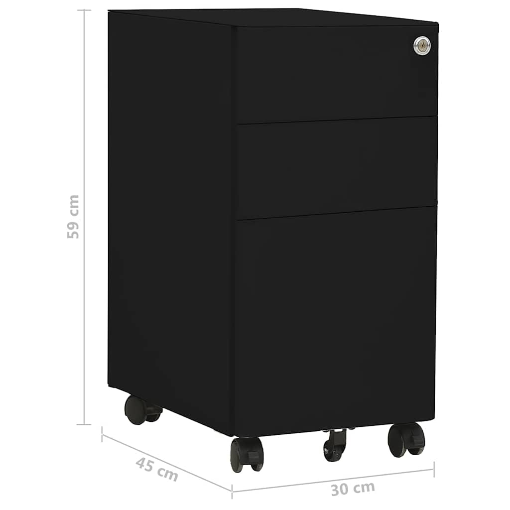 Aktenschrank mit Rollen Weiß 30x45x59 cm Stahl