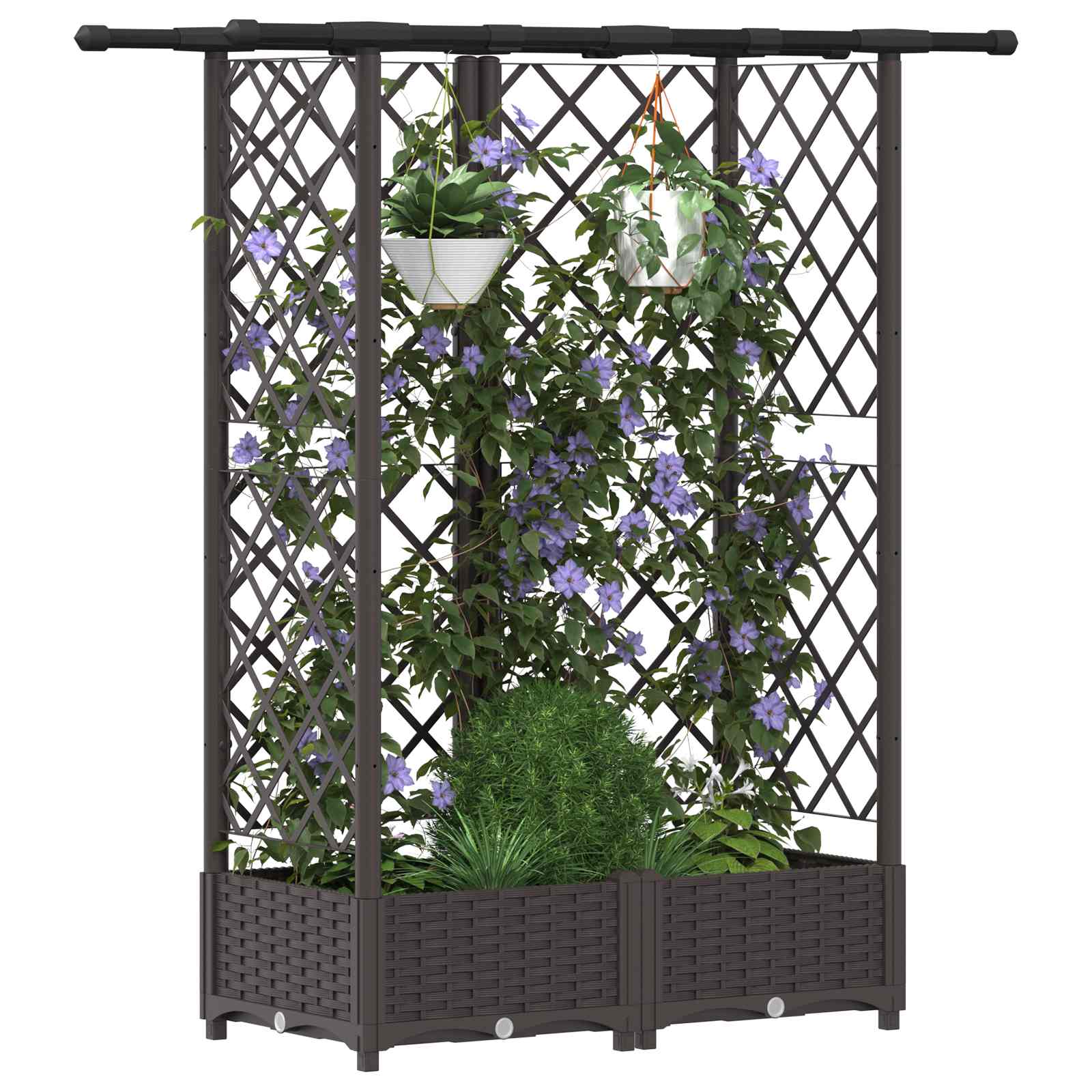Hochbeet mit Rankgitter und Dach Braun 124 x 40 x 123 cm PP