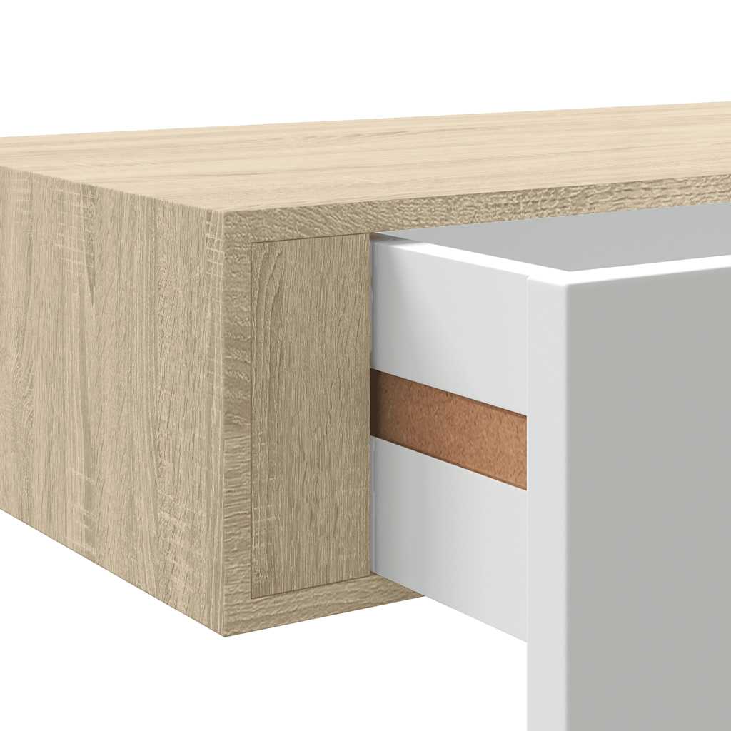 Wandregal mit Schublade Weiß 40x23,5x10 cm MDF