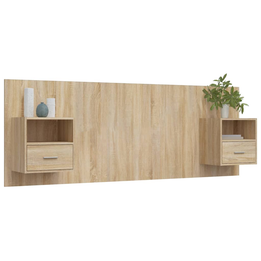 Kopfteil mit Nachttischen Weiß Holzwerkstoff