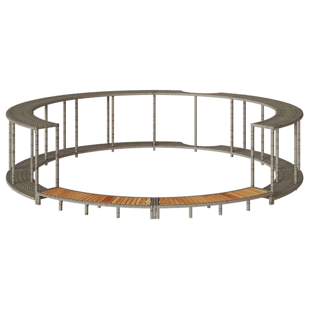 Whirlpool-Umrandung mit Stauraum Holztreppe Schwarz Poly Rattan