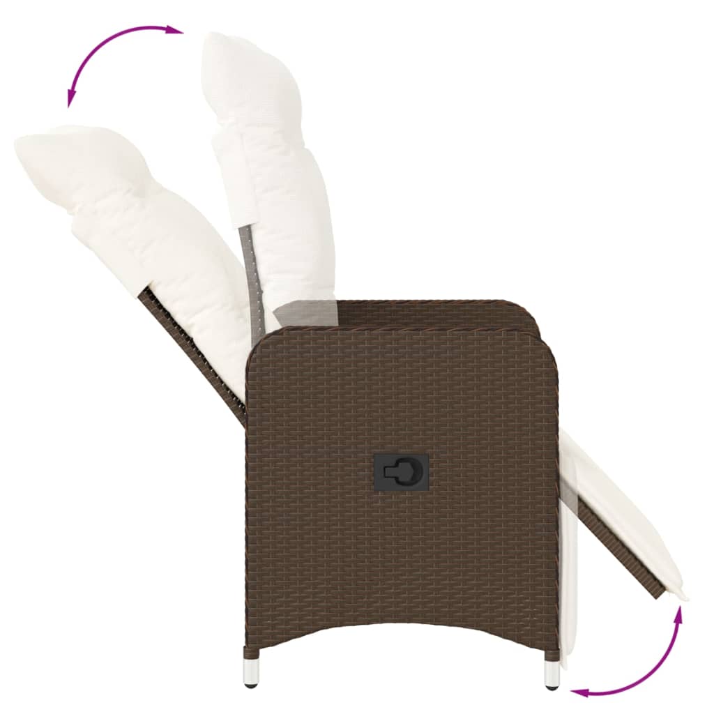 Gartensessel Verstellbar mit Kissen Schwarz Poly Rattan