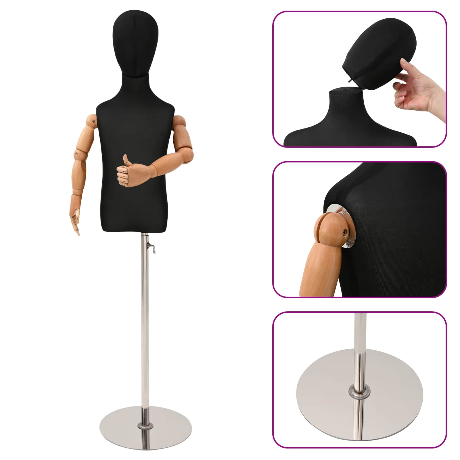 Verstellbares 120-150 cm Mannequin mit Basis Unisex PP Weiß