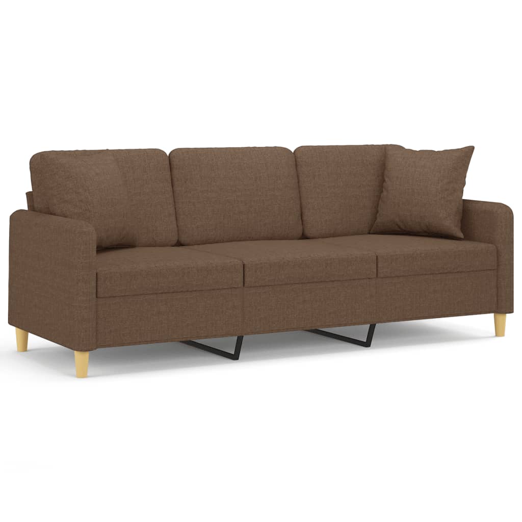 2-Sitzer-Sofa mit Zierkissen Braun 120 cm Stoff