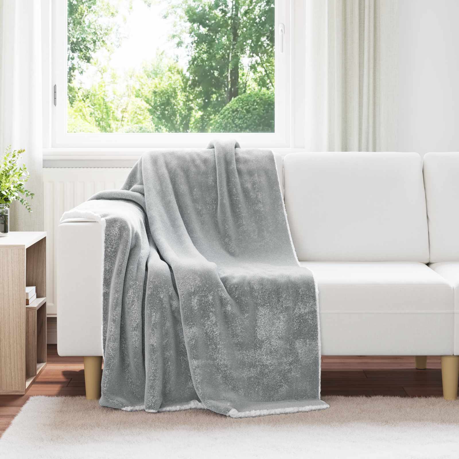 Überwurfdecke Beige 130 x 150 cm Fleece