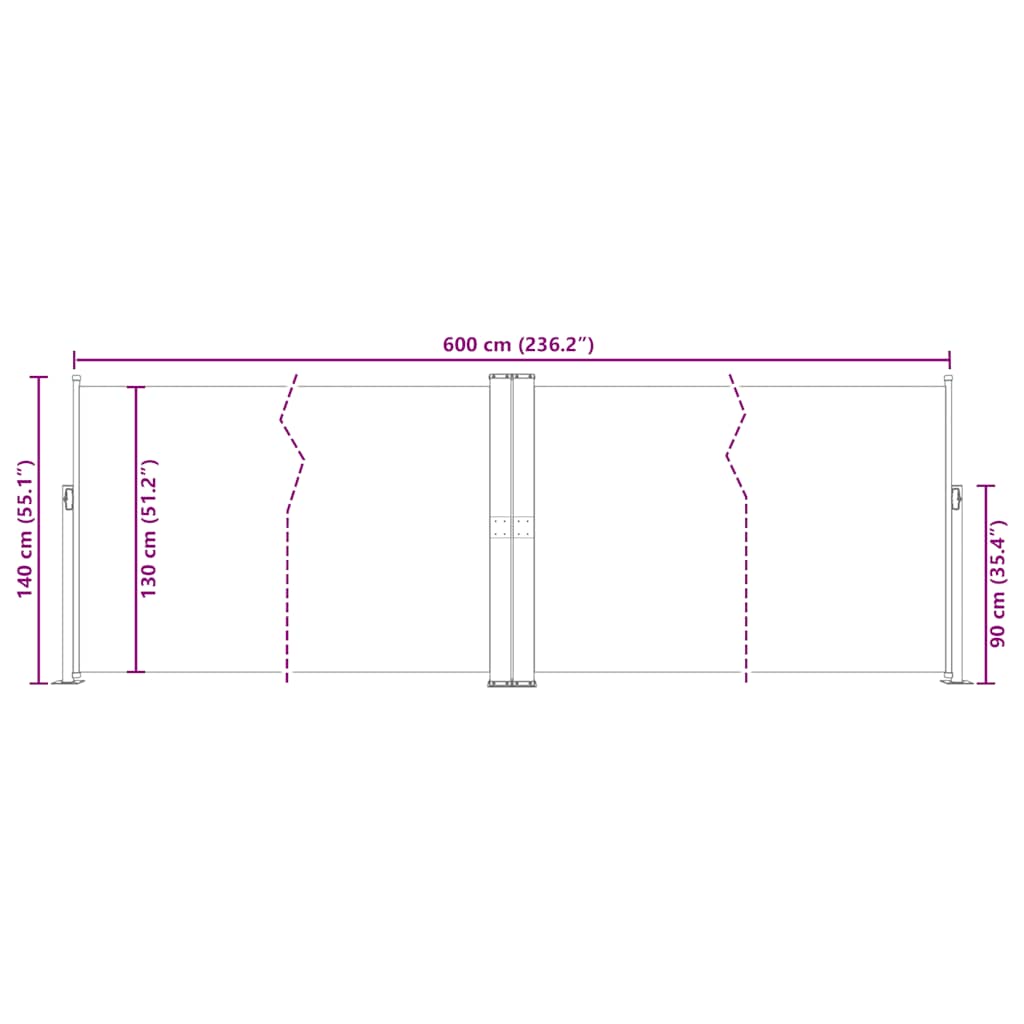 Ausziehbare Seitenmarkise 160×600 cm Braun