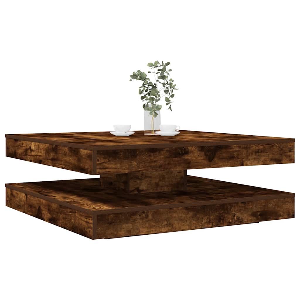 Couchtisch 360-Grad Drehbar Weiß 90x90x34,5 cm