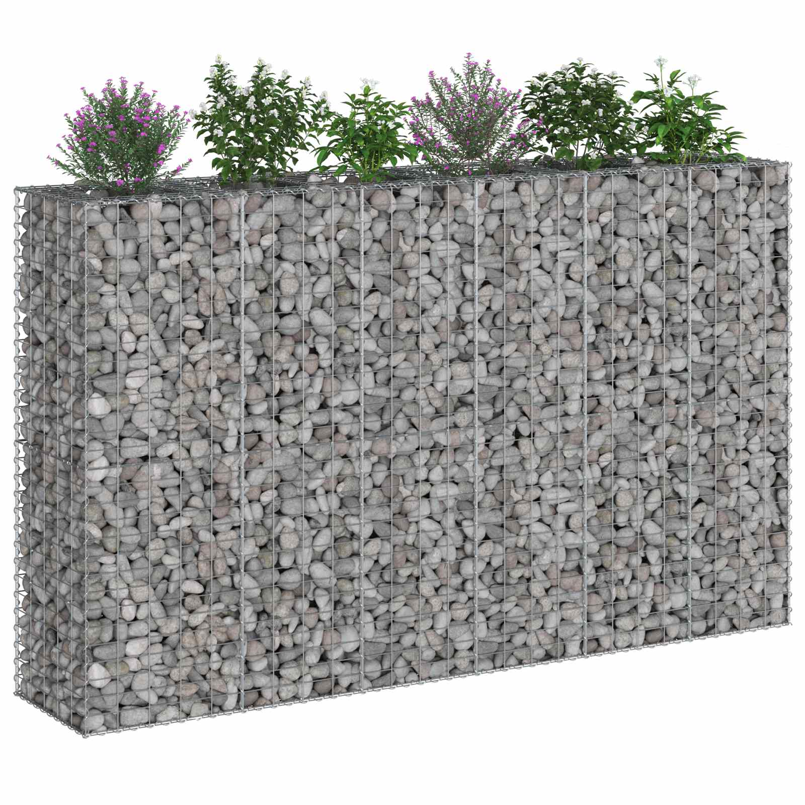 Gabionen Hochbeet 2 pcs Silber 260 x 60 x 55 cm