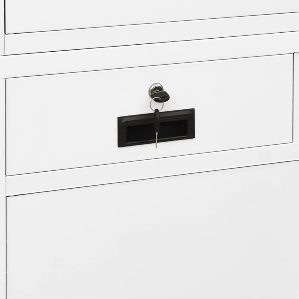 Büroschrank Hellgrau 90x40x180 cm Stahl und Gehärtetes Glas