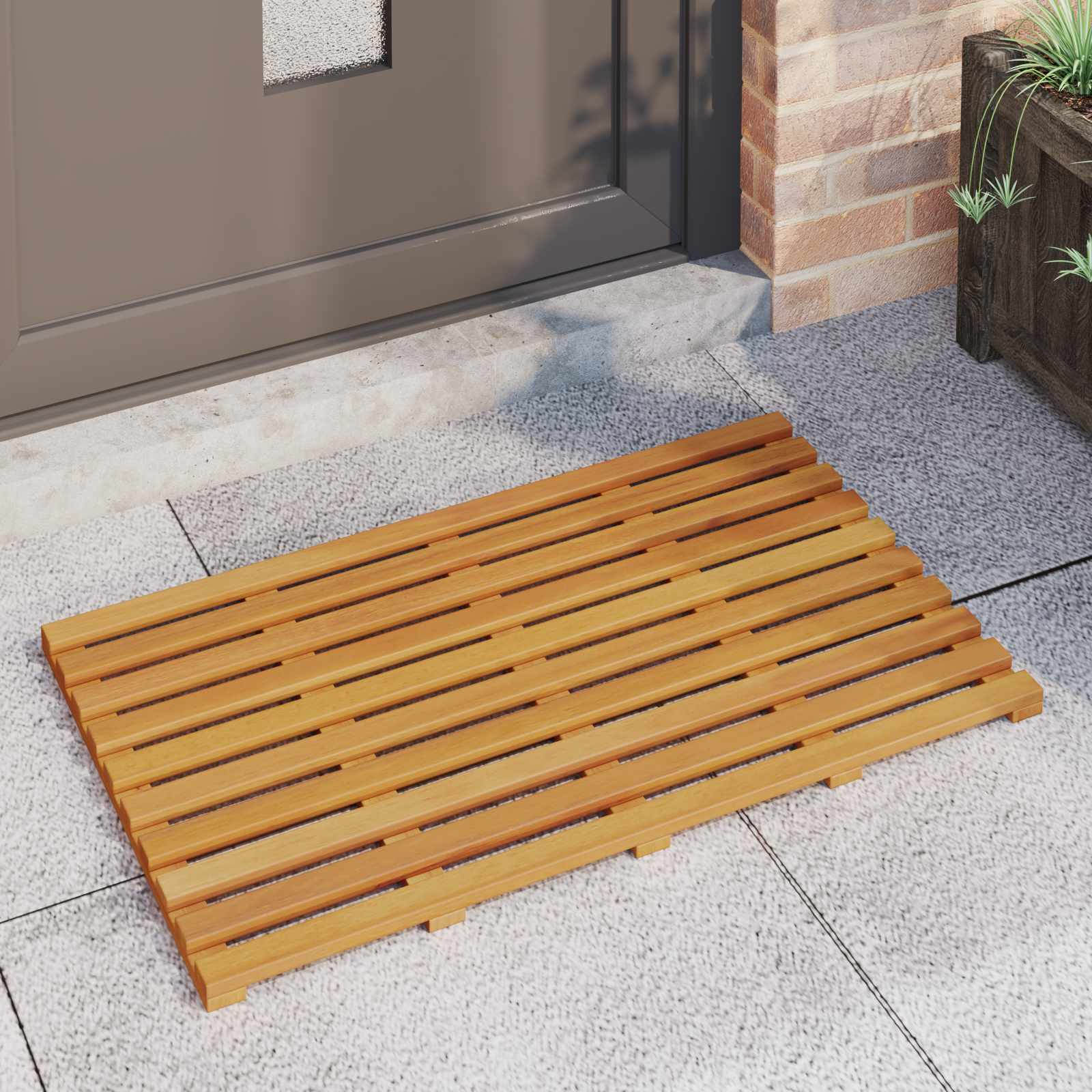 Badematte Uni Braun 56 x 37 x 2,5 cm Massives Akazienholz