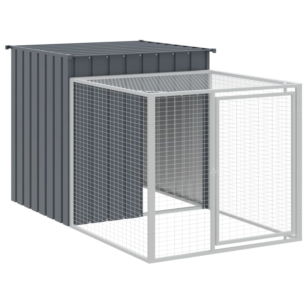 Hühnerkäfig mit Auslauf Anthrazit 110x201x110 cm Verzinkter Stahl