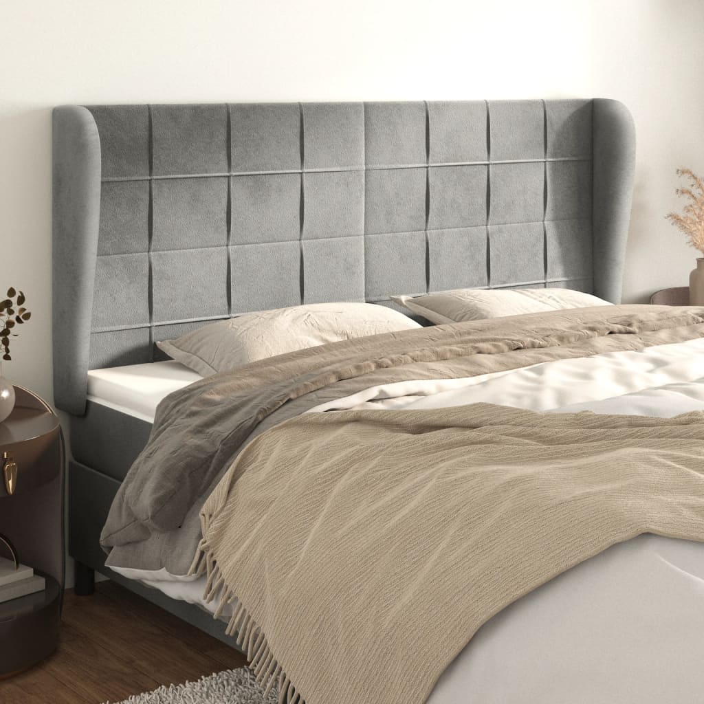 Kopfteil mit Ohren Dunkelblau 93x23x78/88 cm Samt