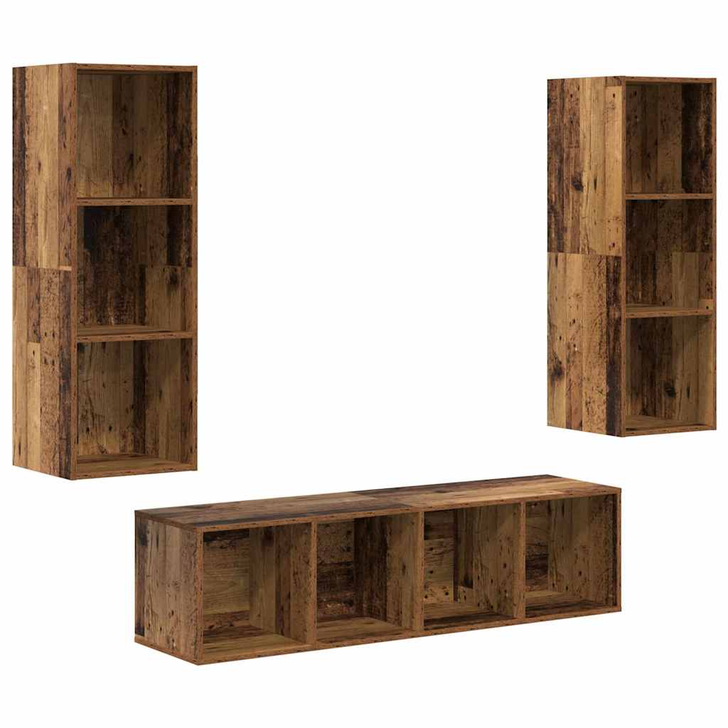 3-tlg. TV-Schrank-Set Weiß Holzwerkstoff