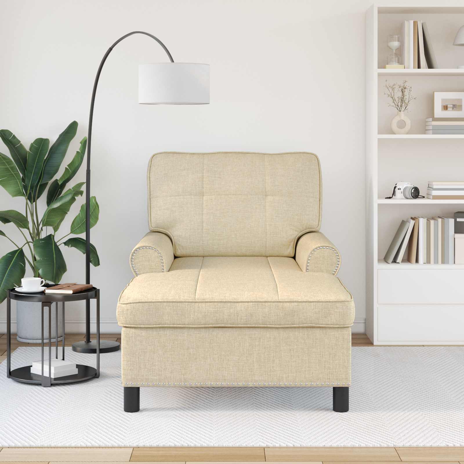 Lounge-Liege mit Kissen Hellgrau 91 x 157 x 91 cm Stoff