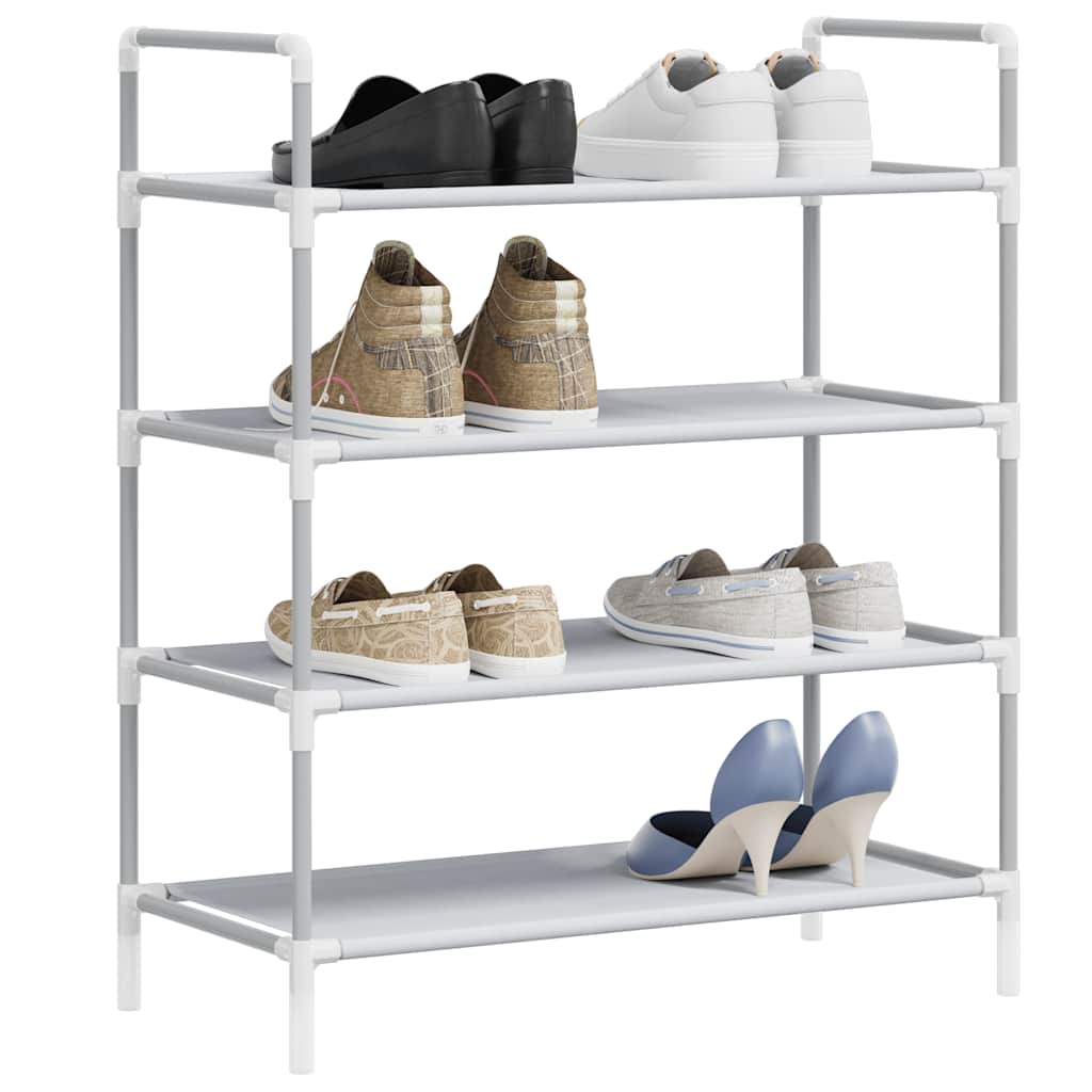 Schuhregal mit 8 Ablagen Metall und Vliesstoff Schwarz