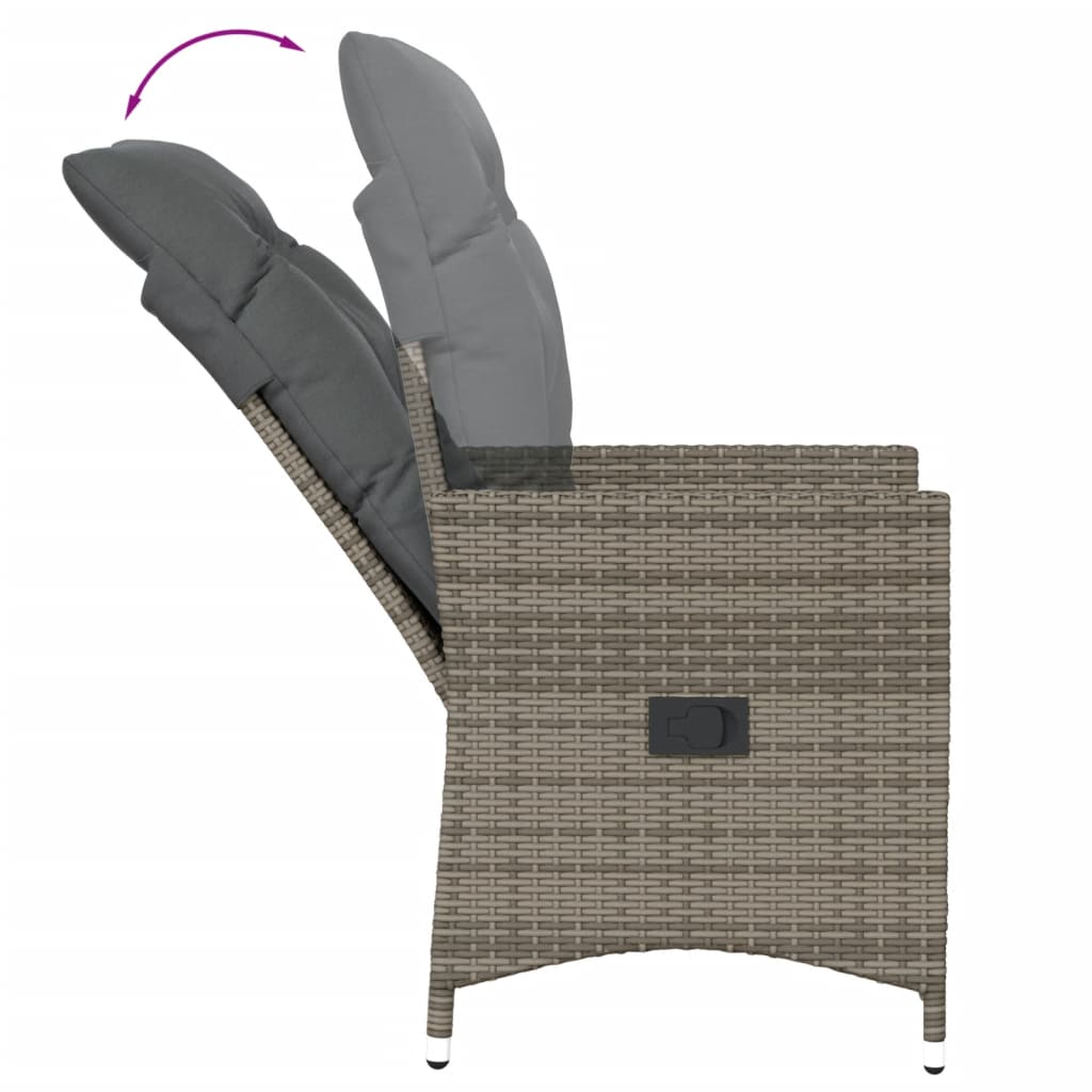 Gartensessel Verstellbar mit Kissen Schwarz Poly Rattan
