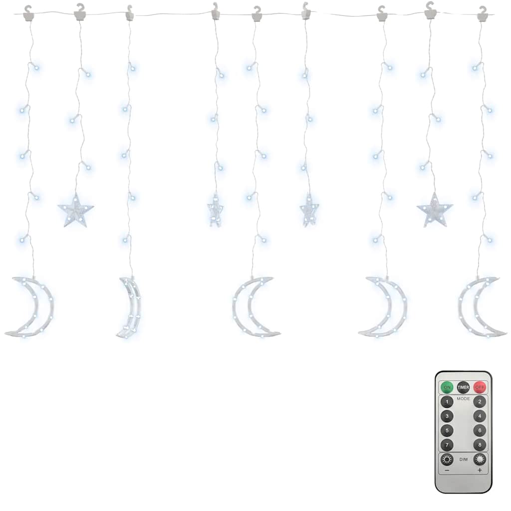 Lichterketten Stern und Mond Fernbedienung 138 LEDs Warmweiß