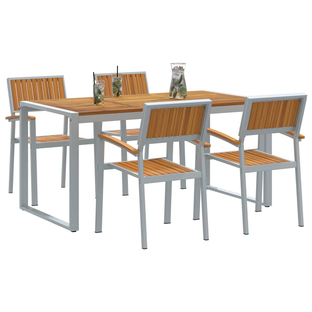Garten Essgruppe 5 pcs Grau Massivholz Akazie