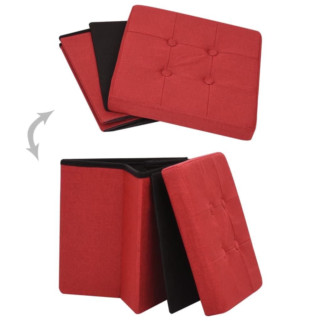 Hocker mit Stauraum Cremeweiß Leinenoptik