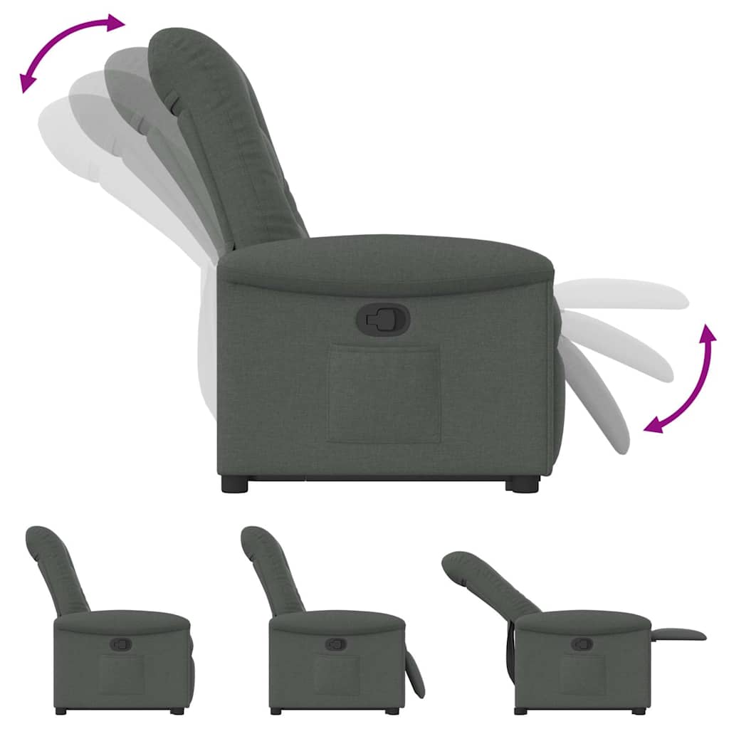 Massagesessel mit Aufstehhilfe Hellgrau Stoff