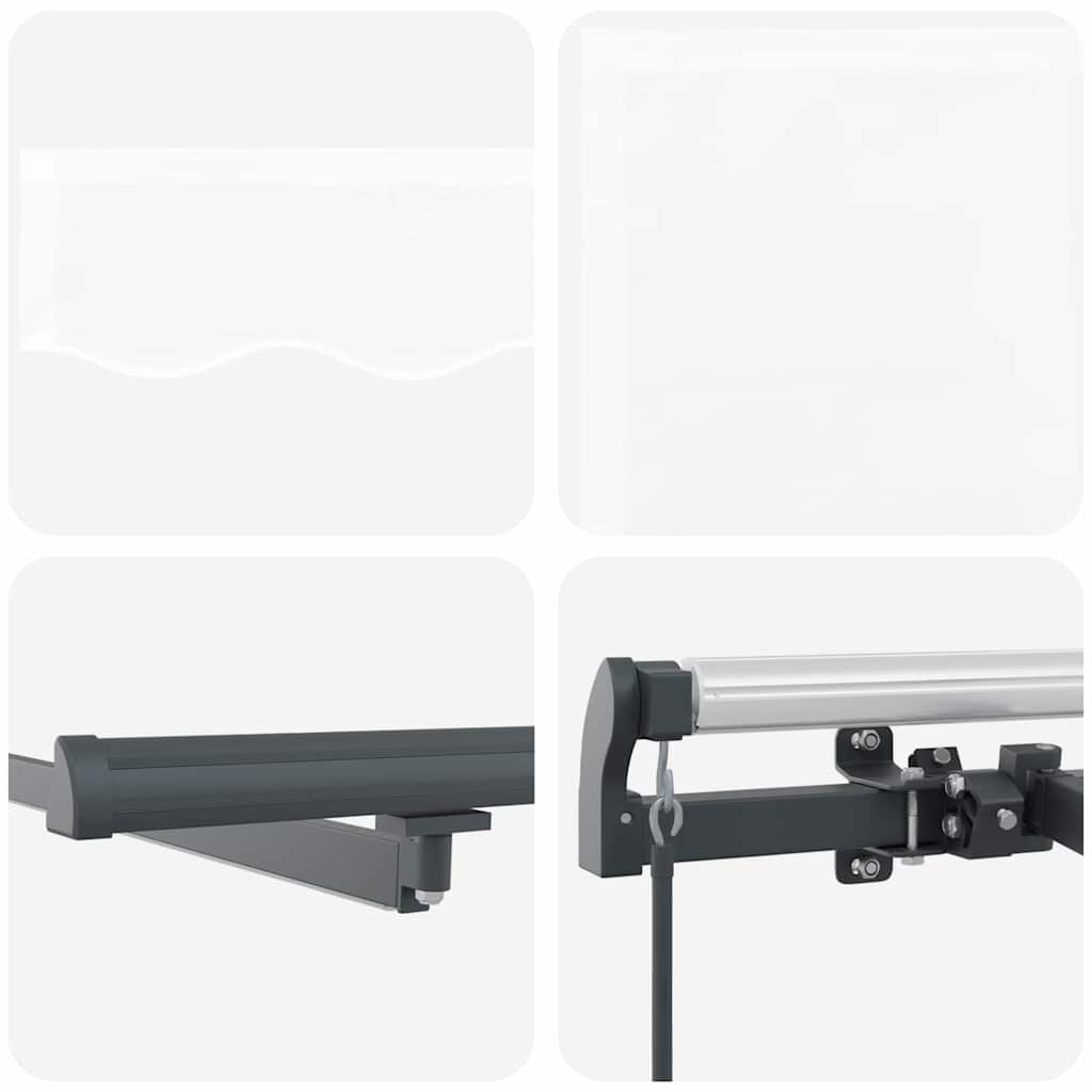 Markise Manuell Einziehbar mit LED 300x250 cm Blau und Weiß
