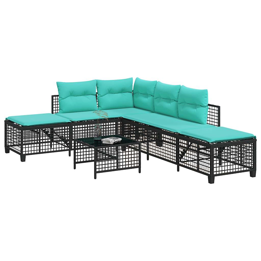 3-teiliges Ecksofa-Set für den Garten mit Kissen, grau, Polyrattan