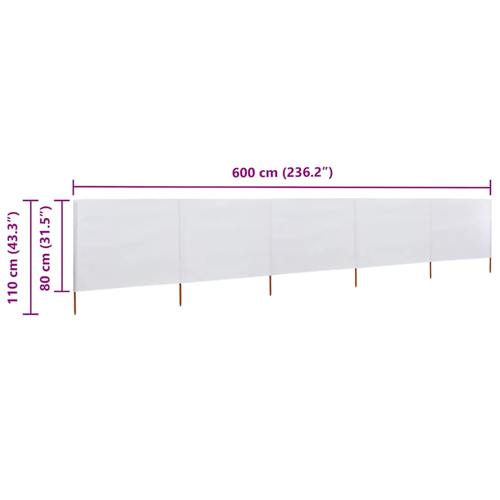 3-teiliges Windschutzgewebe 400 x 120 cm Weiß