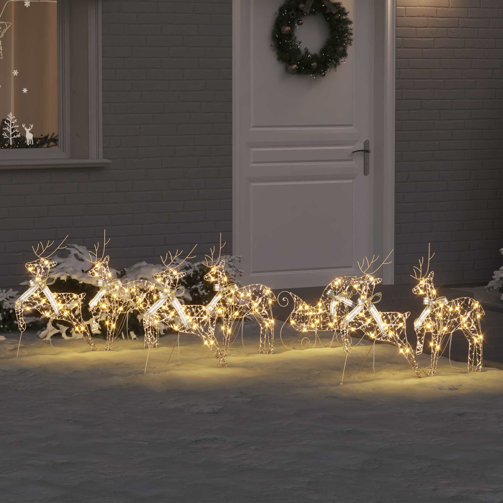 LED Rentiere 5 pcs Gold Stoff