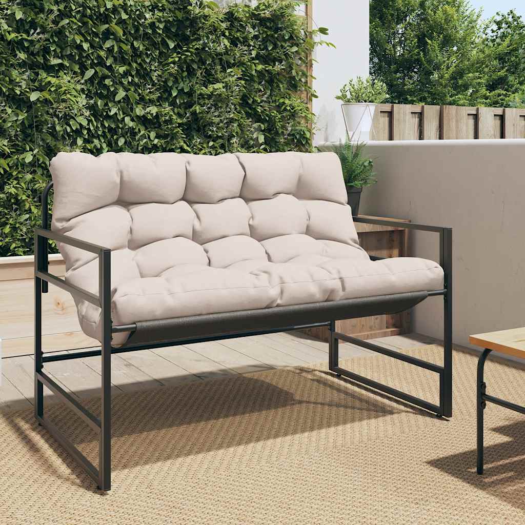 Gartenbank mit Kissen Anthrazit 113 cm Stahl