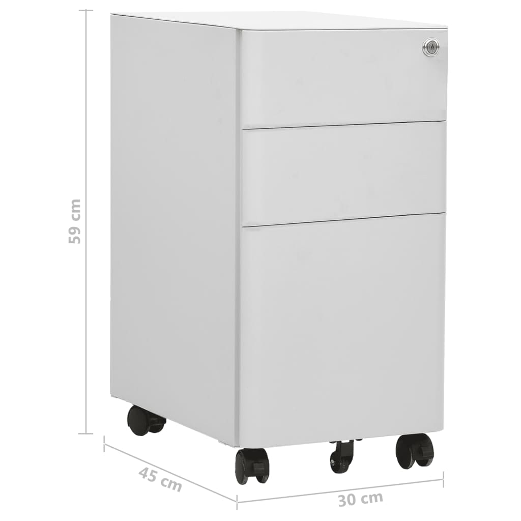 Aktenschrank mit Rollen Weiß 30x45x59 cm Stahl
