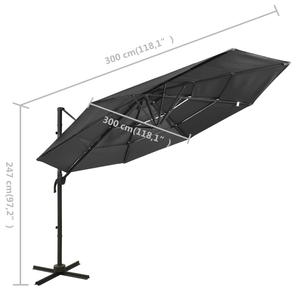 Sonnenschirm mit Aluminium-Mast 4-lagig Sandfarben 3x3 m