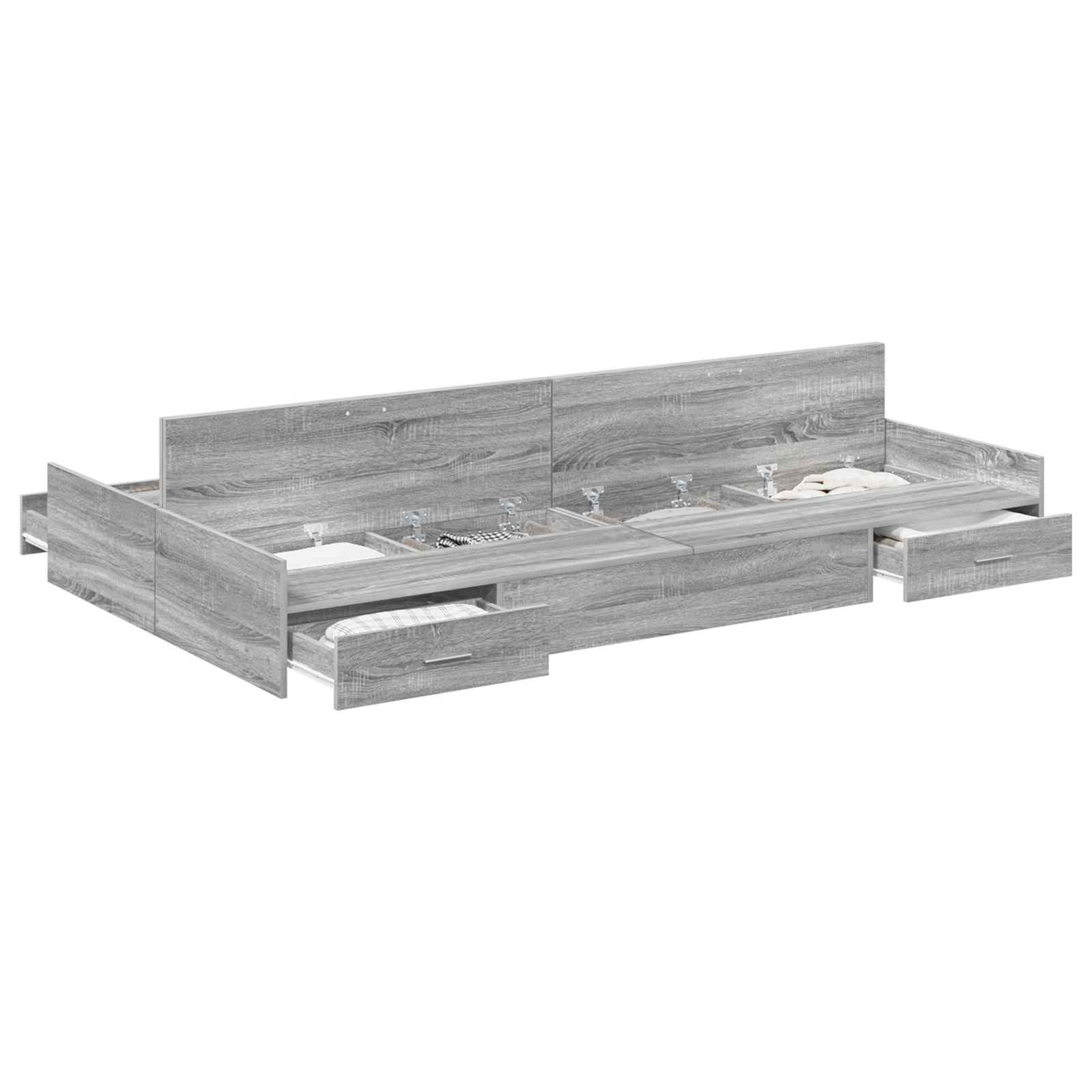 Aufbewahrungsbettgestell Weiß 200 x 200 cm Holzwerkstoff