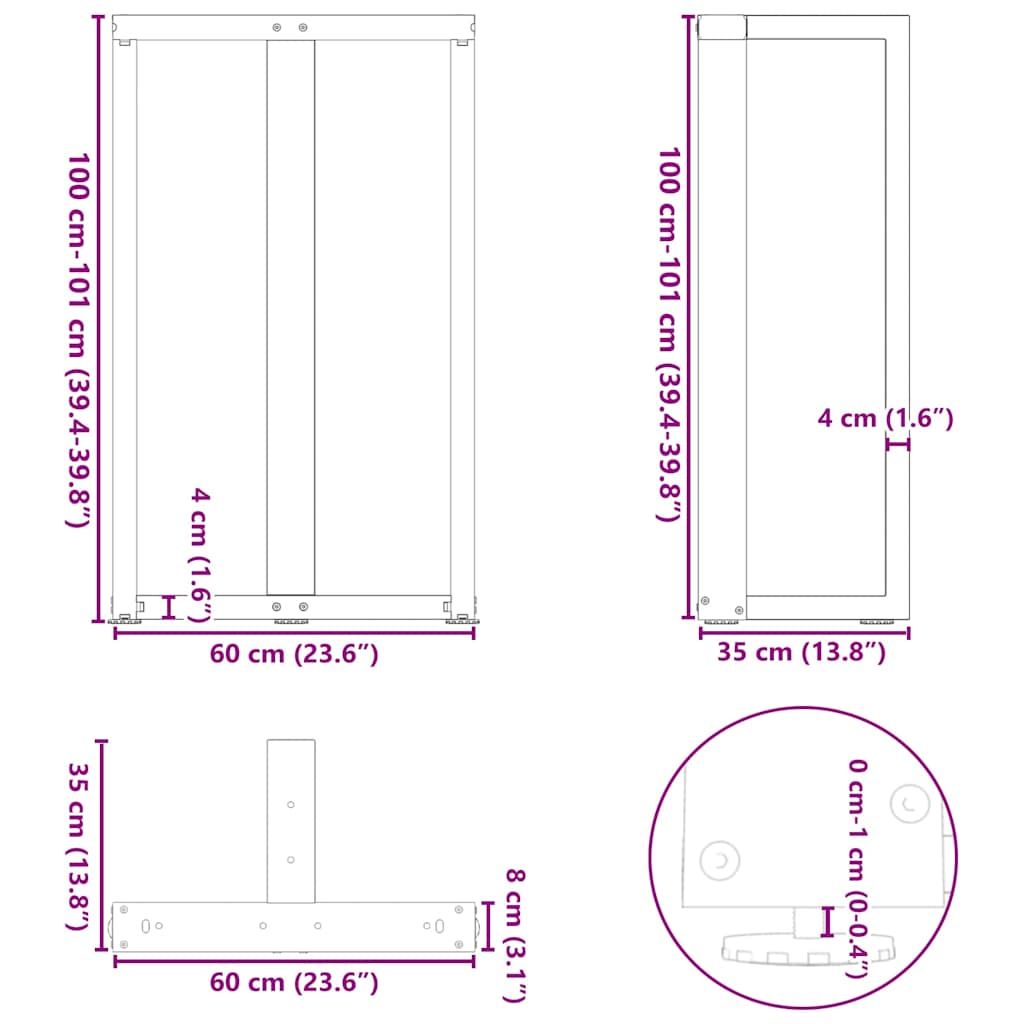 Couchtischbeine T-Form 2 Stk. Schwarz 30x25x(30-31) cm Stahl