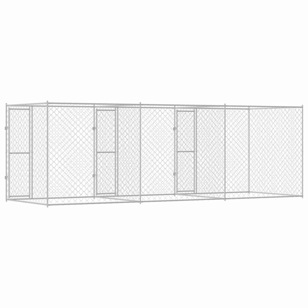 Hundezwinger mit Tür Grau 2x2x1,5 m Verzinkter Stahl