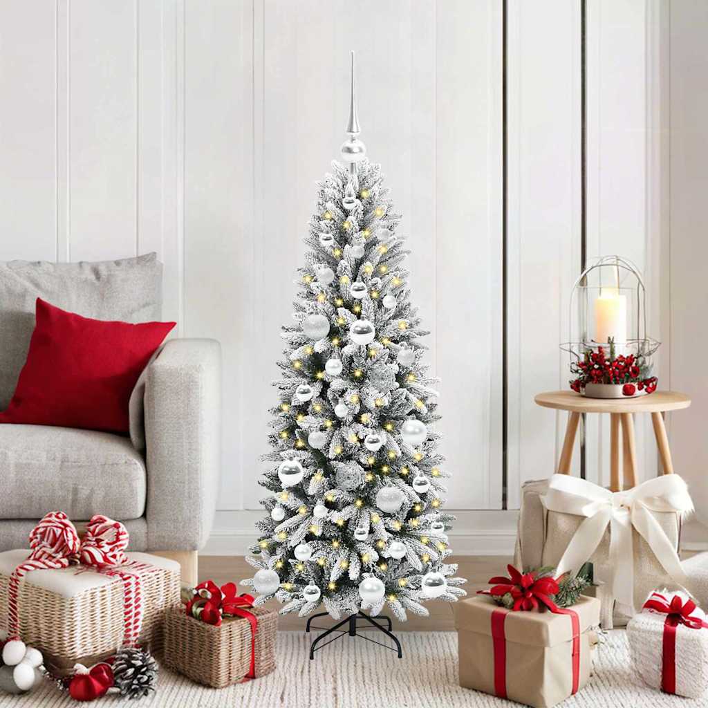Künstlicher Weihnachtsbaum mit 150 LEDs mit Ständer Weiß 120 cm
