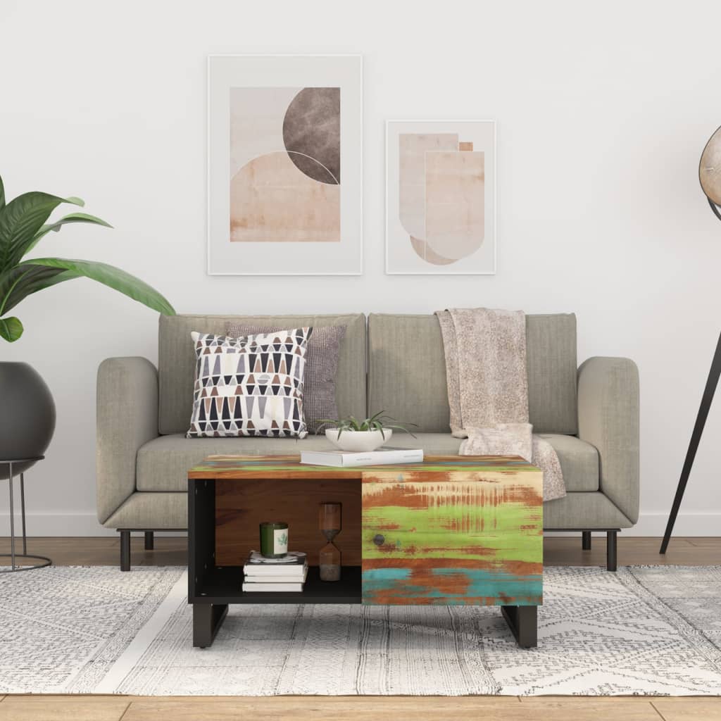 Couchtisch 80x50x40 cm Massivholz Akazie & Holzwerkstoff