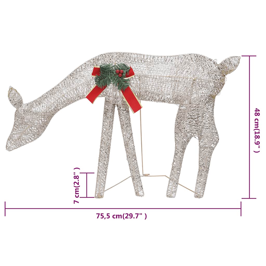 Weihnachtsdeko LED Rentiere 270x7x90 cm Golden Warmweiß
