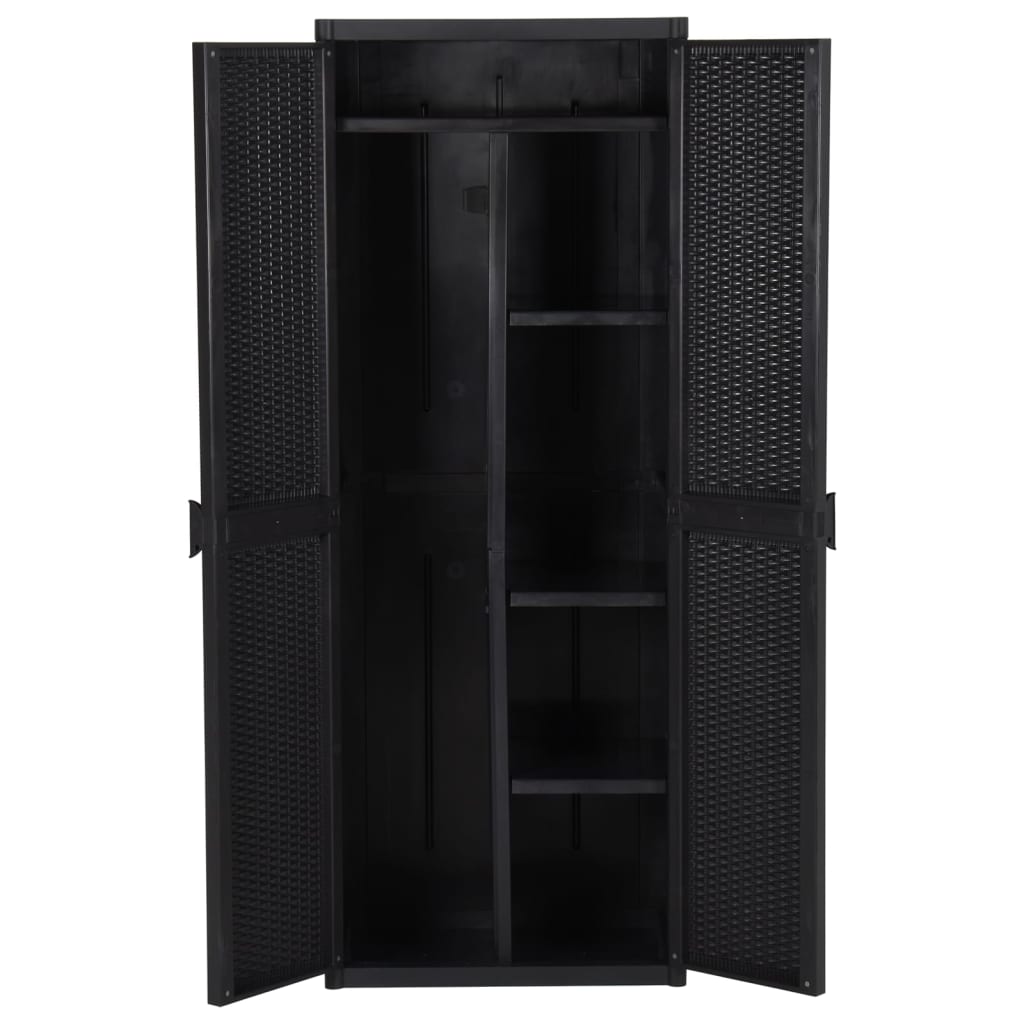 Gartenschrank Schwarz 65x45x88 cm PP Rattan-Optik