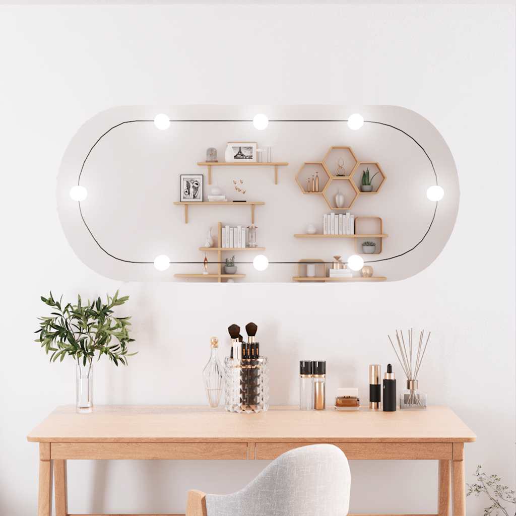 Spiegel mit LED-Leuchten 60x30 cm Glas Oval