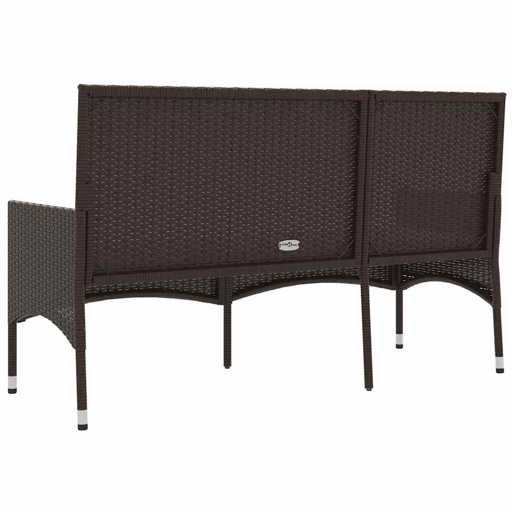 Gartenbank 3-Sitzer mit Kissen Schwarz Poly Rattan