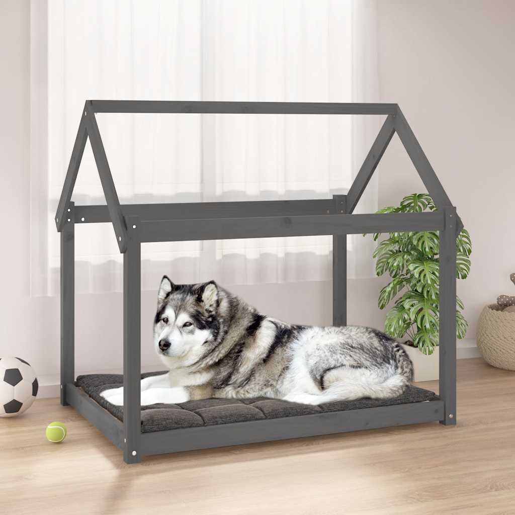 Hundebett Grau 61x50x70 cm Massivholz Kiefer