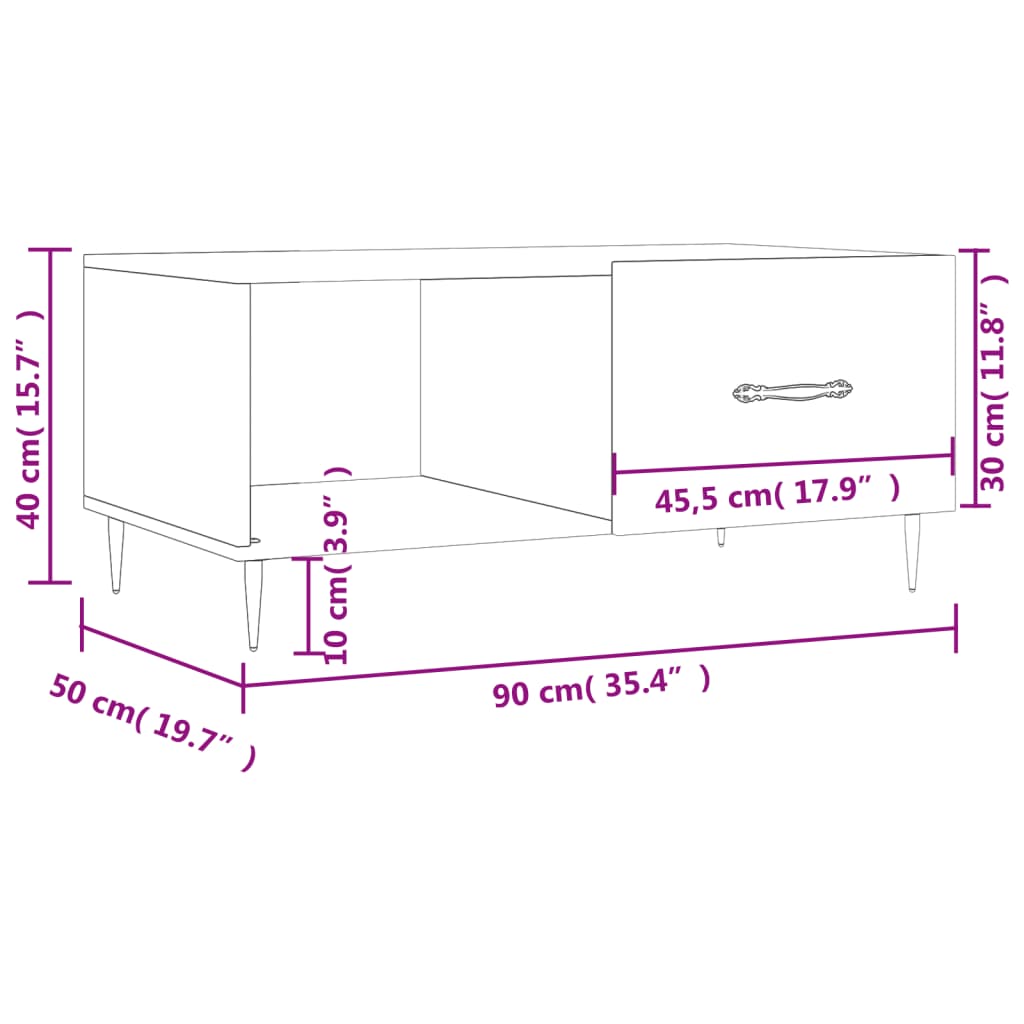Couchtisch Betongrau 90x50x40 cm Holzwerkstoff